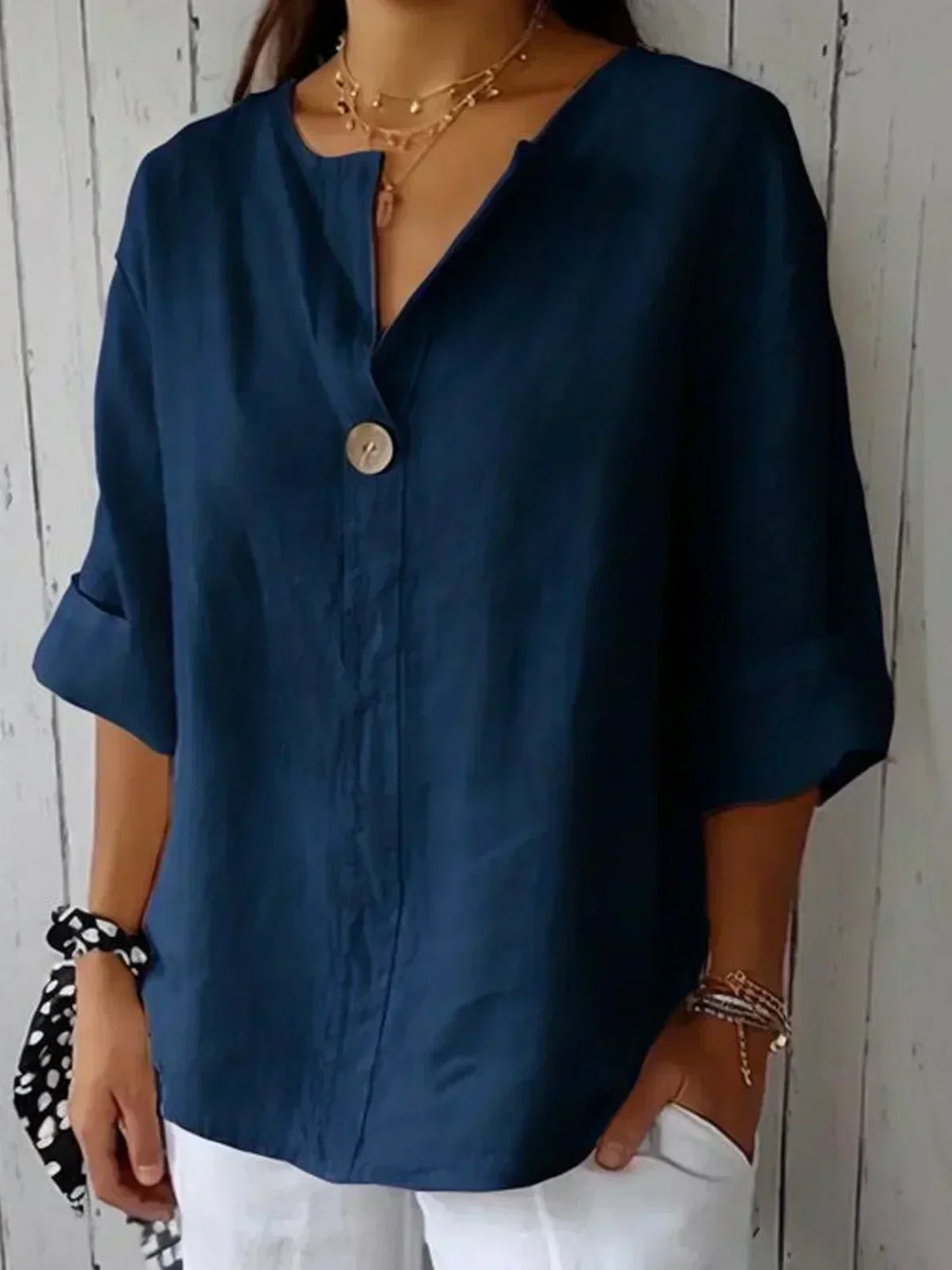 BELMONTE MILANO | BLUSA IN LINO CON BOTTONI DAVANTI