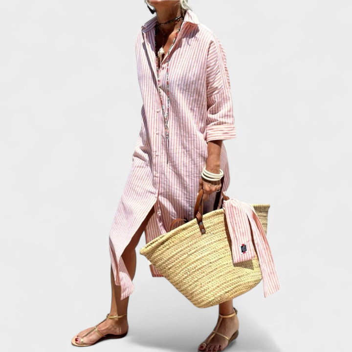 MARZIA | CAMICIA ABITO A RIGHE RILASSATA