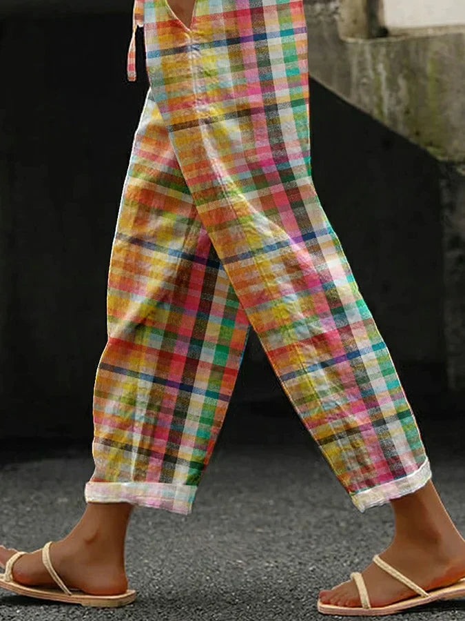 GAIA | PANTALONI A QUADRI MULTICOLORE