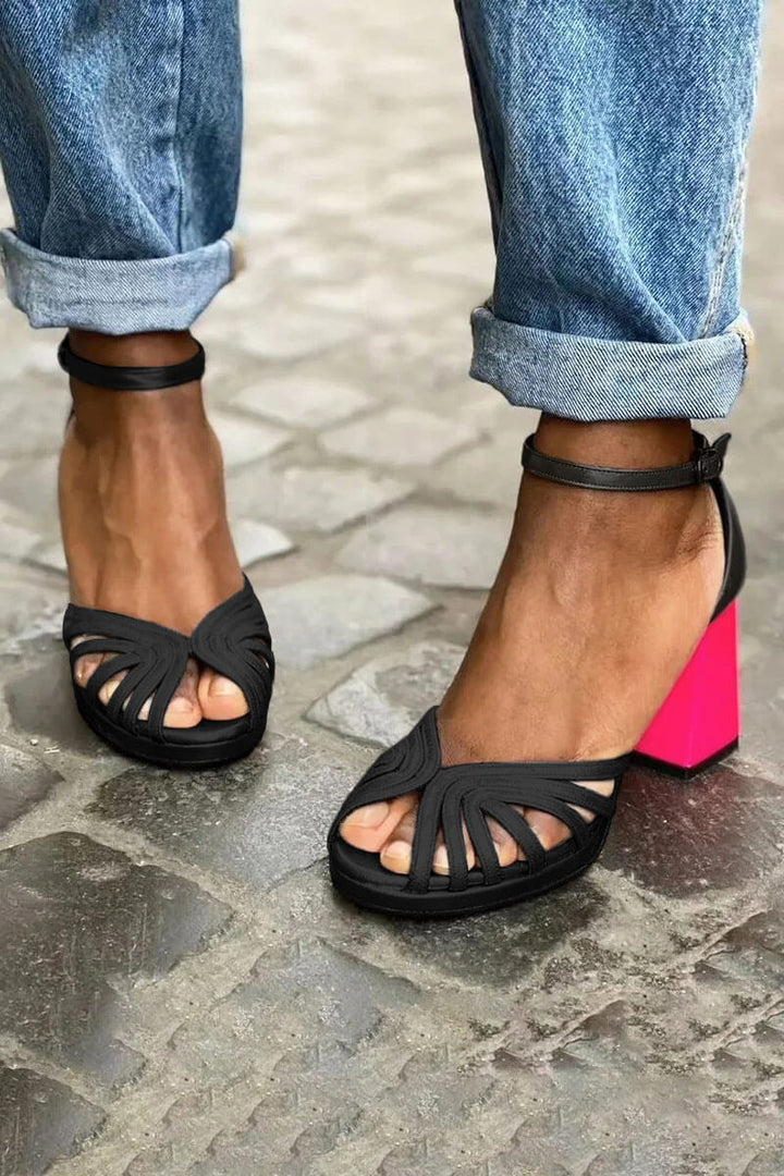 VALENTINA | SANDALI CON TACCO BICOLORE