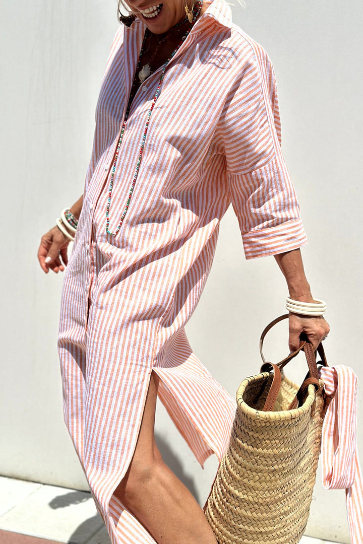 Francesca | Abito Camicia a Righe Casual