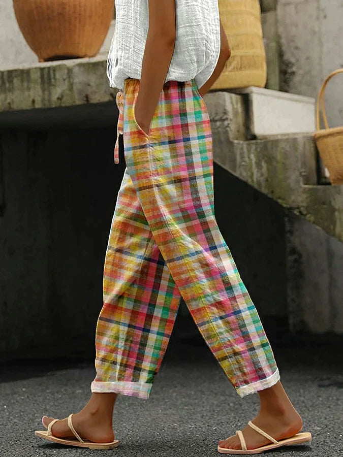 GAIA | PANTALONI A QUADRI MULTICOLORE