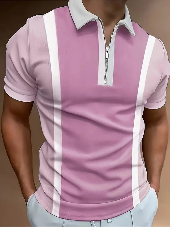 RENATO | POLO ZIP EFFETTO BICOLORE
