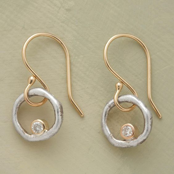 Orecchini Vintage in Oro e Argento Zirconia