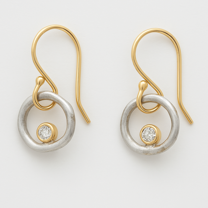 Orecchini Vintage in Oro e Argento Zirconia