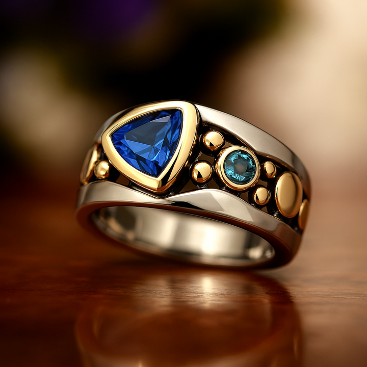 Anello in Cristallo Blu Vintage