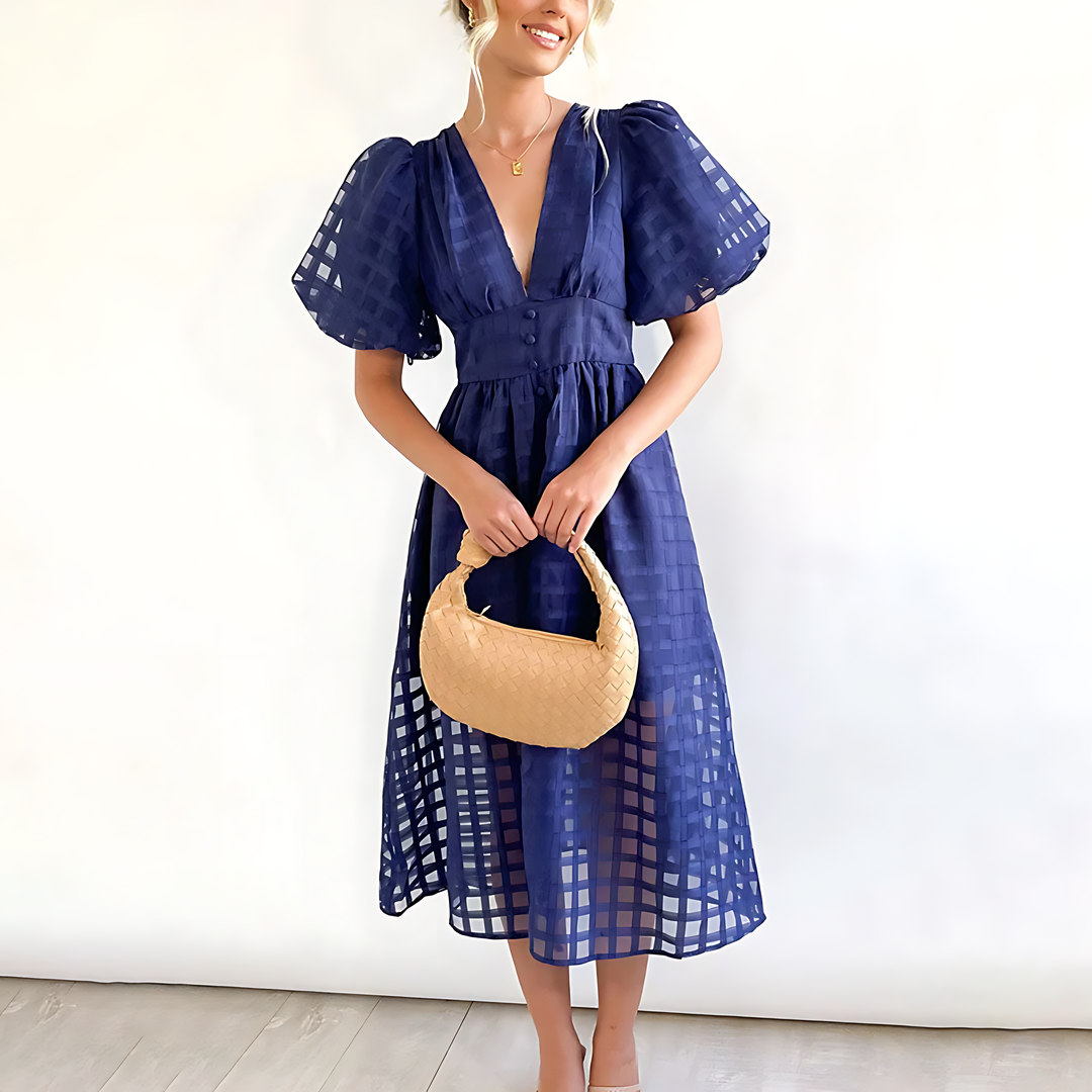 ROSALBA | ABITO MIDI CON MANICHE A SBUFFO
