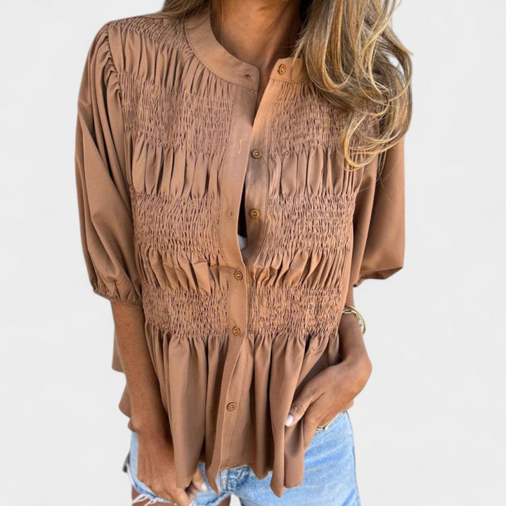 BELMONTE MILANO | BLUSA CON BOTTONI ARRICCIATA