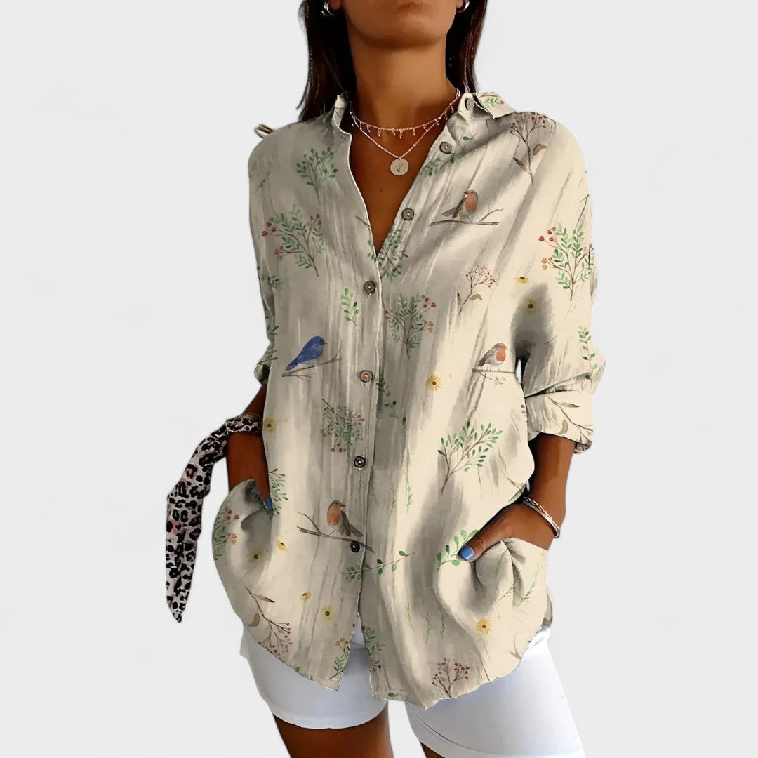 BELMONTE MILANO | BLOUSE CON PULSANTE IN STILE RITIRO AL MARE