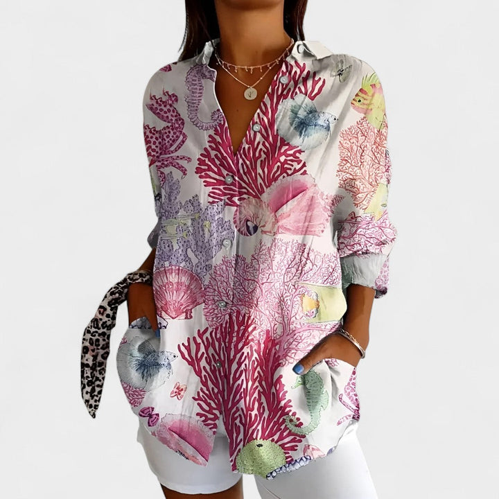 BELMONTE MILANO | BLOUSE CON PULSANTE IN STILE RITIRO AL MARE